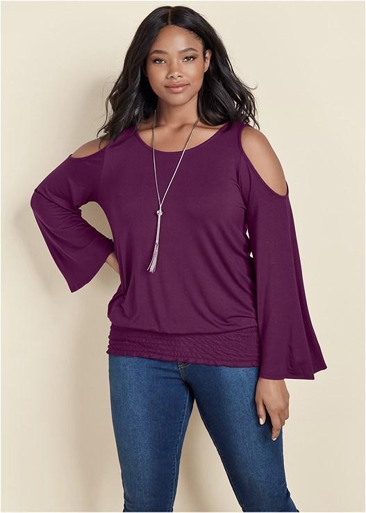 Cold-Shoulder Blouson Top Product Image