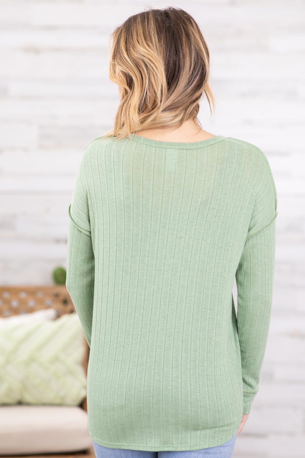 Light Green Drop Shoulder Top With Buttons Product Image