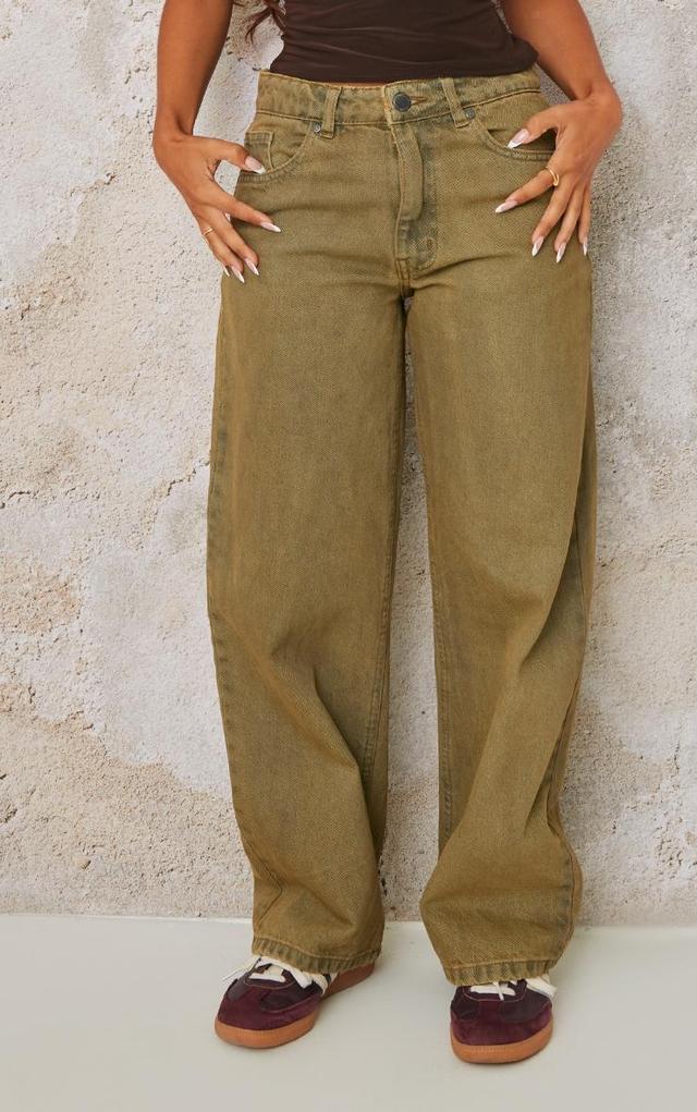 Petite Vintage Oil Wash Low Waist Wide Leg Jeans Product Image