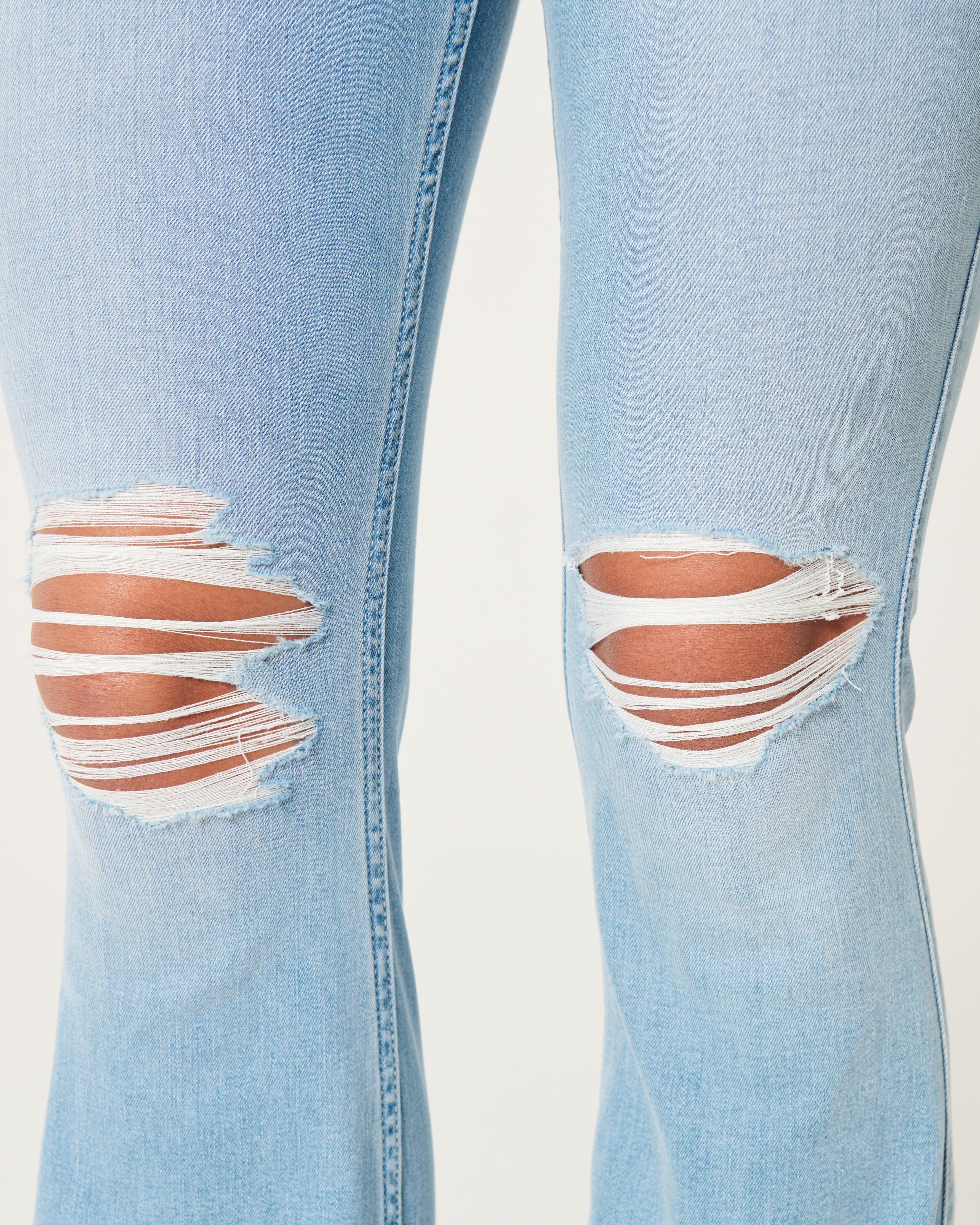 Curvy Ripped Light Wash Flare Jeans Product Image