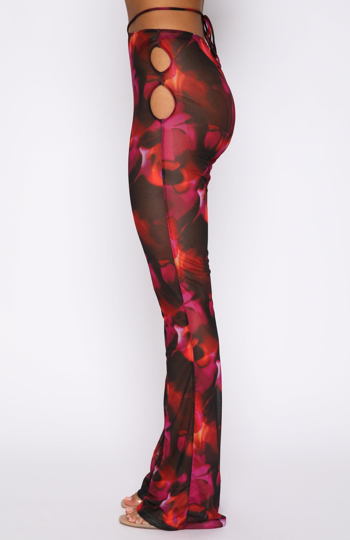 Rhythm Of The Night Pants Pink Flame Print Product Image