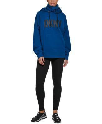 Dkny Sport Womens Funnel-Neck Logo-Print Hoodie Product Image