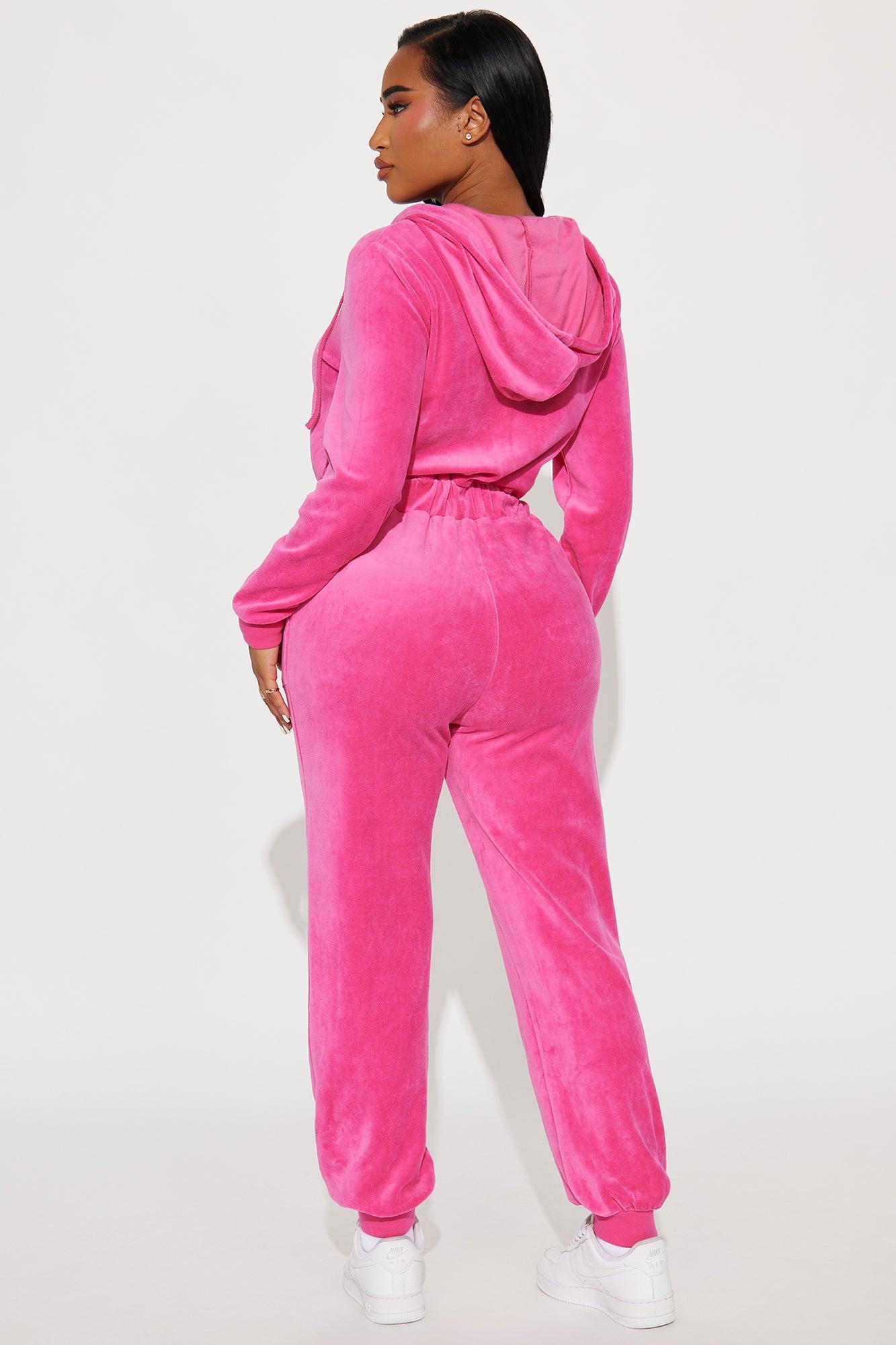 The Original Trendsetter Velour Jumpsuit - Pink Product Image