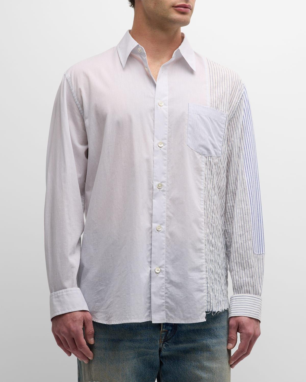 Mens Pinstripe Cotton Long-Sleeve Shirt Product Image