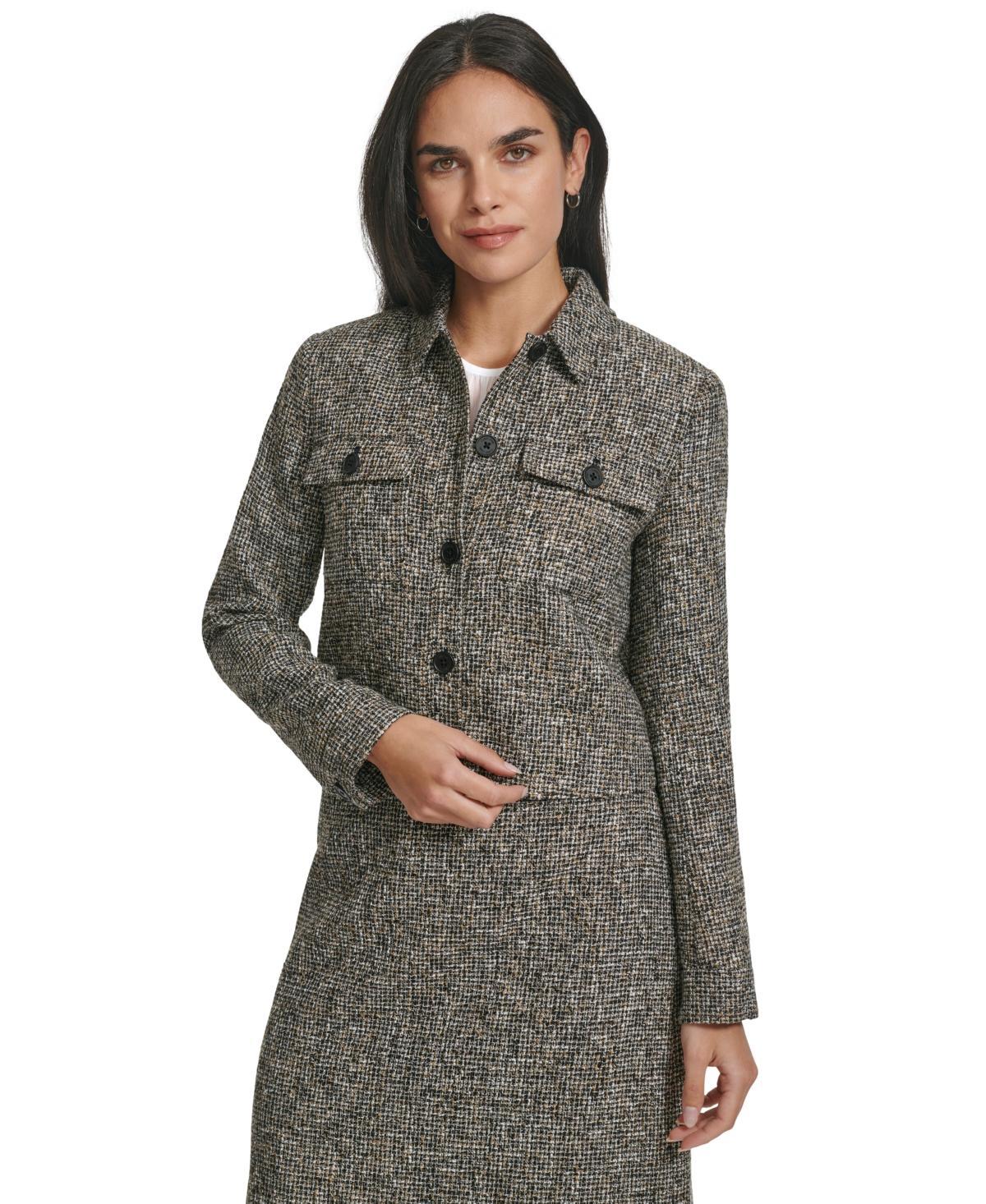 Women's Button-Front Tweed Jacket Product Image