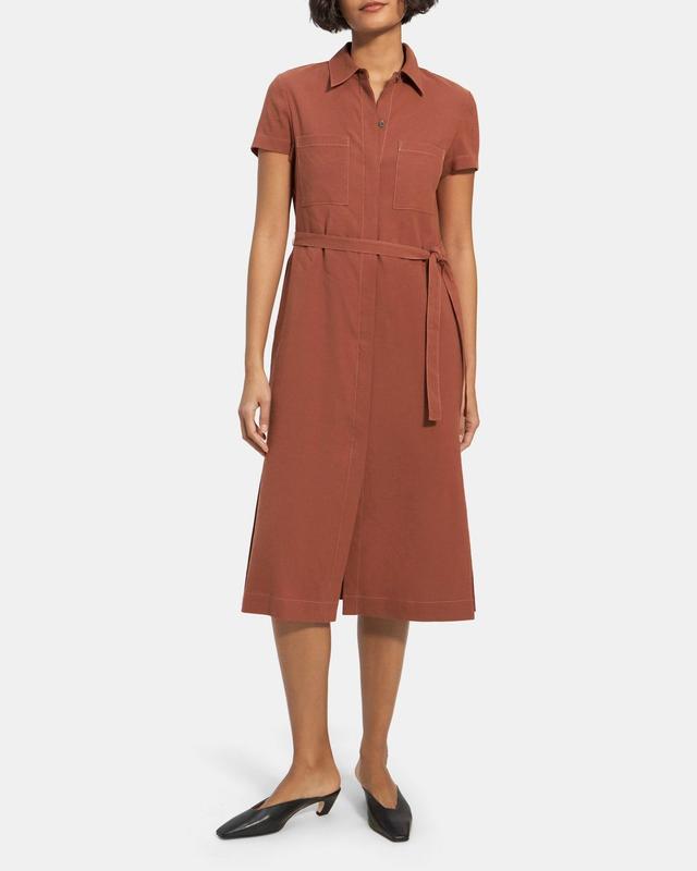 Short-Sleeve Shirt Dress in Linen Product Image