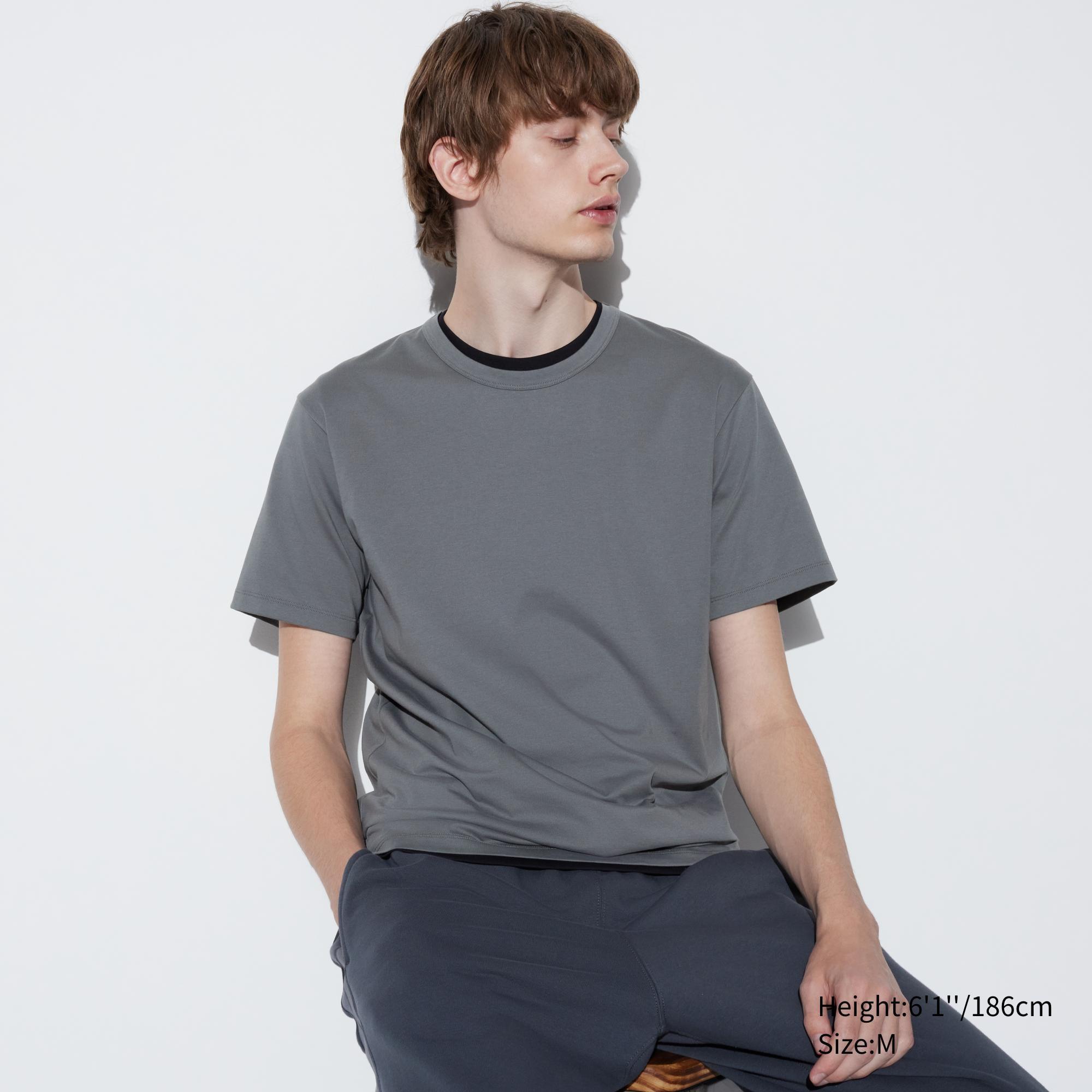 Mens Airism Cotton Crew Neck T-Shirt with Odor Control Gray 2XL UNIQLO US Product Image