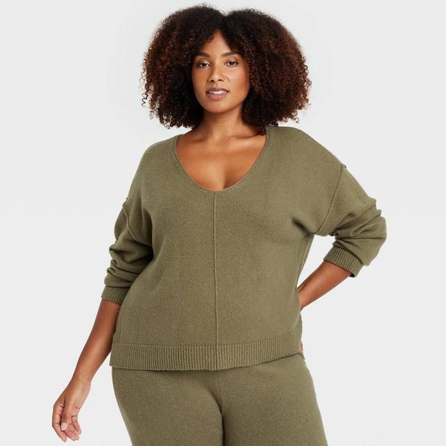 Womens Pullover Pajama Sweater - Auden Olive 2X Product Image