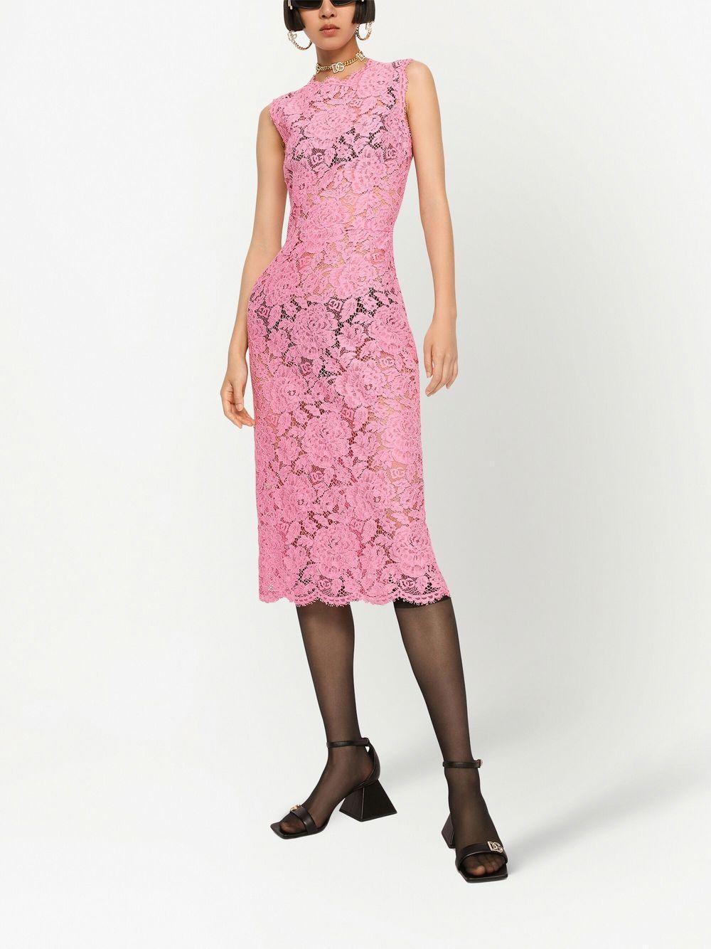 DOLCE & GABBANA Lace Midi Dress In Rosa Product Image