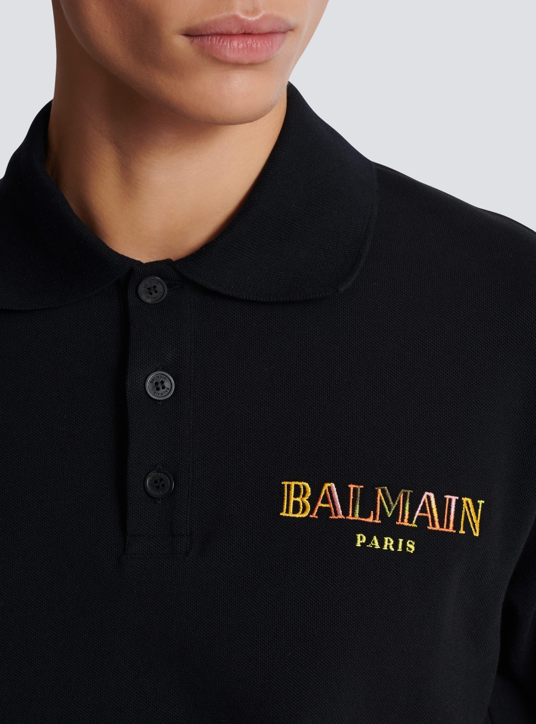 Vintage Balmain embroidered cotton polo shirt Product Image