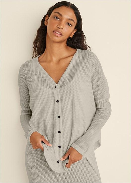 Cozy Waffle Button Down Top Product Image