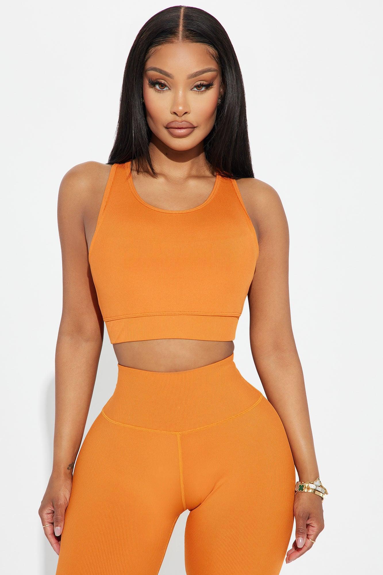 Zen Ribbed Bra Top - Orange Product Image