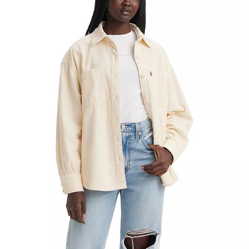 Levis Womens Long Sleeve Orion Corduroy Button-Down Shirt - White Swan Product Image