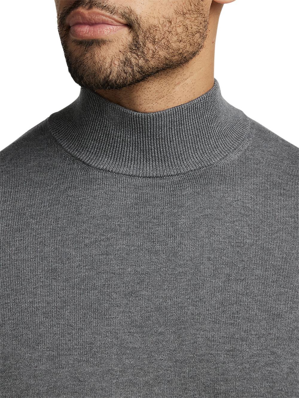 Supima Cotton Mock Neck Sweater - Medium Grey Product Image