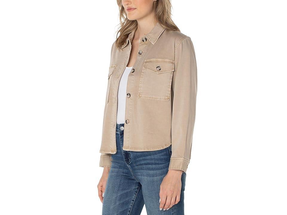 Liverpool Los Angeles Cropped Shirt Jacket (Biscuit Tan) Women's Clothing Product Image