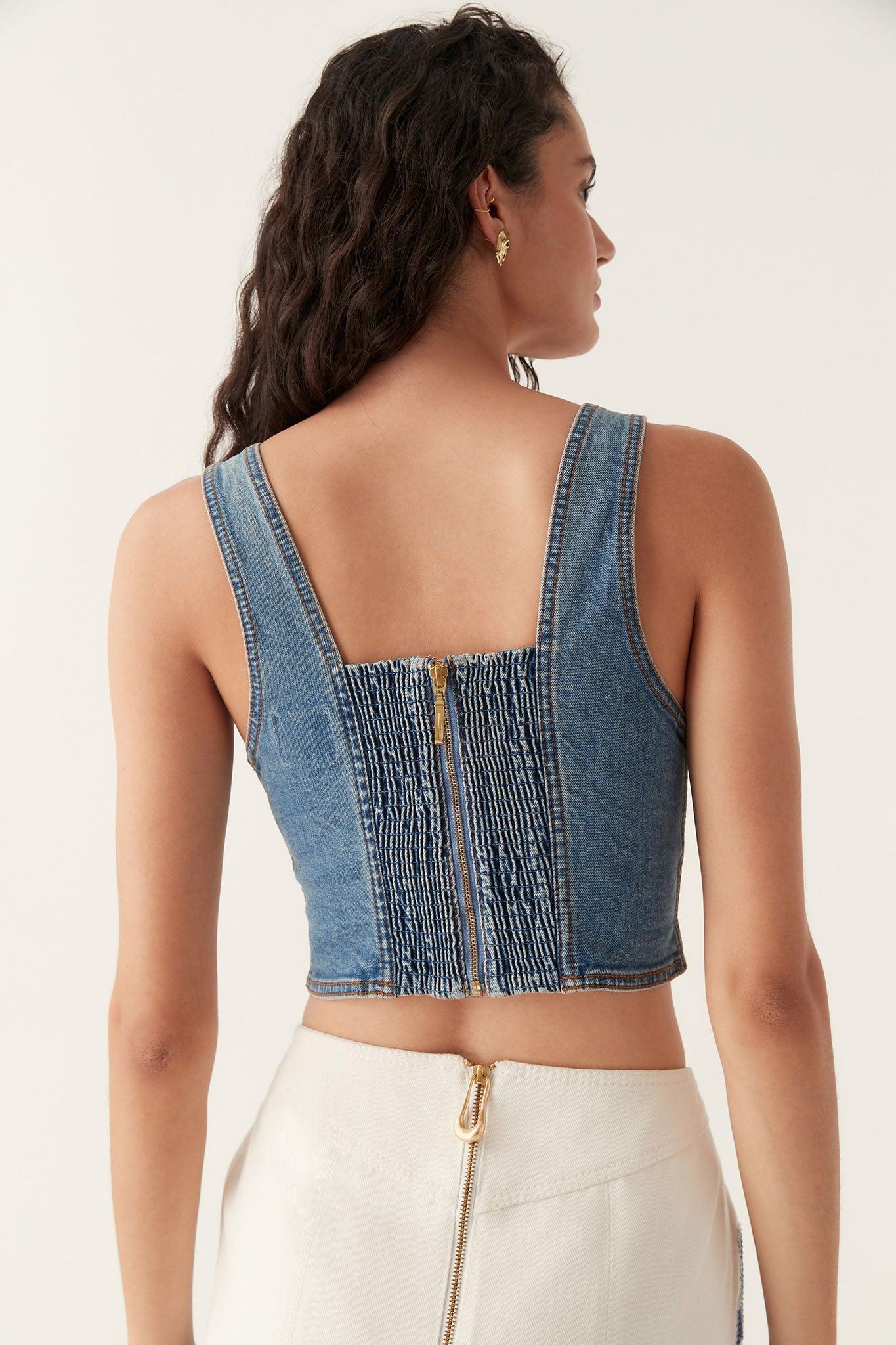 Elena Denim Cropped Bustier Product Image