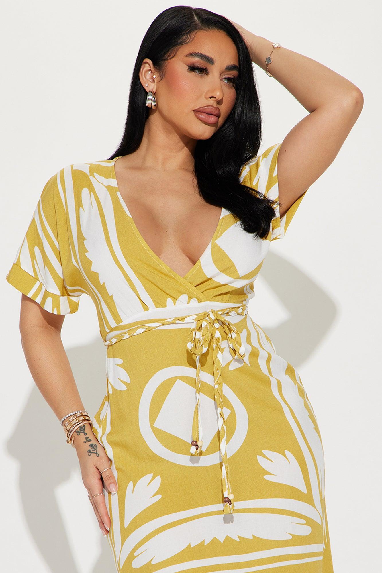 Cassie Midi Dress - Mustard Product Image