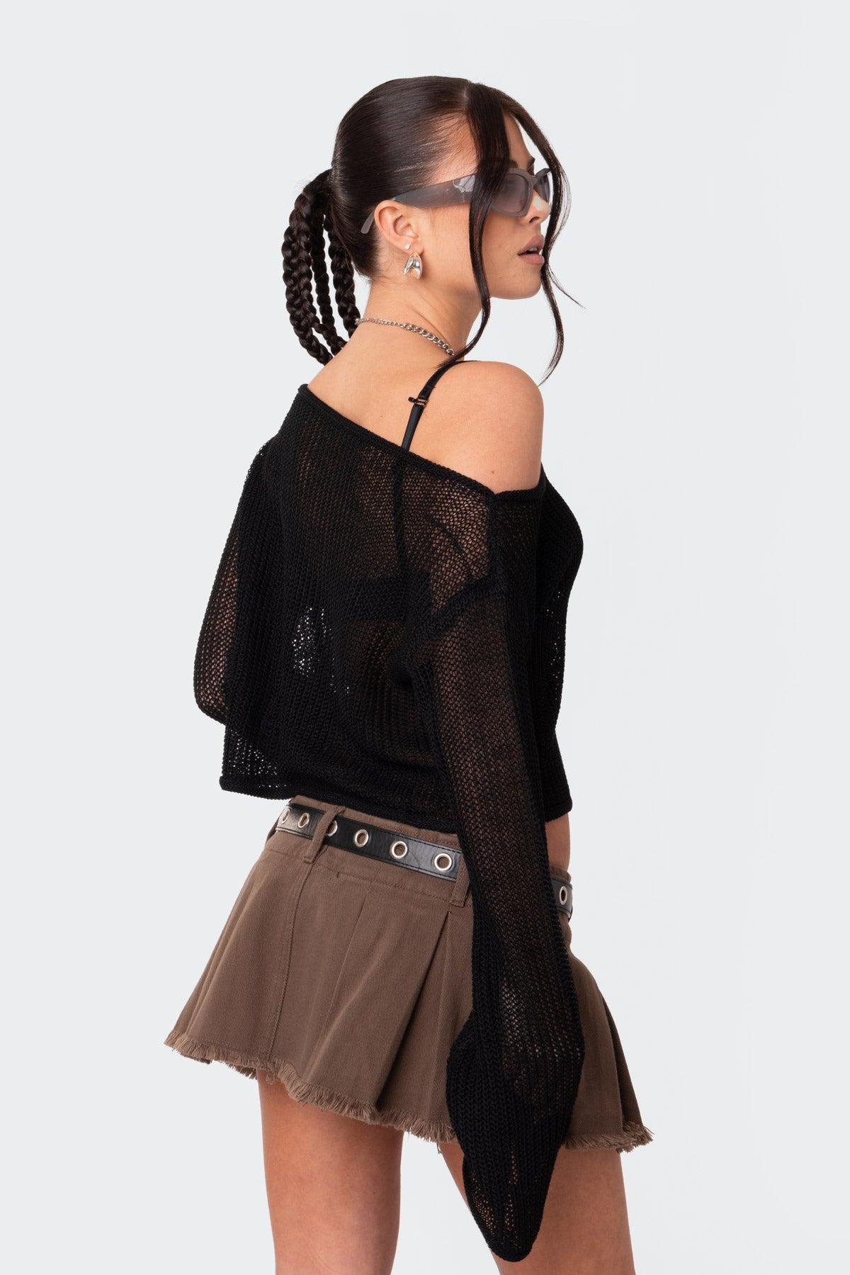 Emmie Off The Shoulder Sheer Knitted Top Product Image