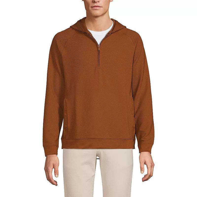 Mens Lands End Long Sleeve Waffle Quarter Zip Hoodie Product Image