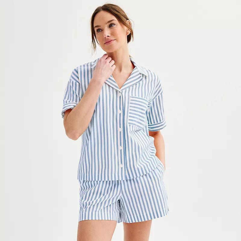 Womens Sonoma Goods For Life Striped Poplin Notch Collar Short Sleeve Pajama Top product image