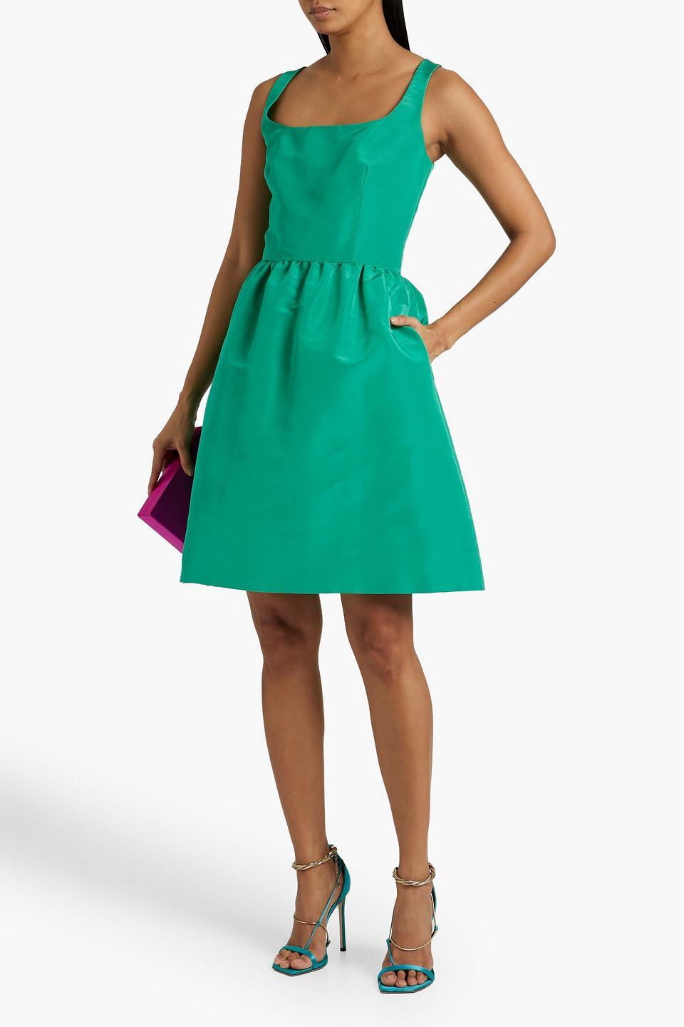 Flared Silk-faille Dress In Jade Product Image