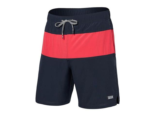 SAXX UNDERWEAR Oh Buoy Color-Blocked 2-N-1 Volley 7 (India Ink/Hibiscus) Men's Swimwear Product Image