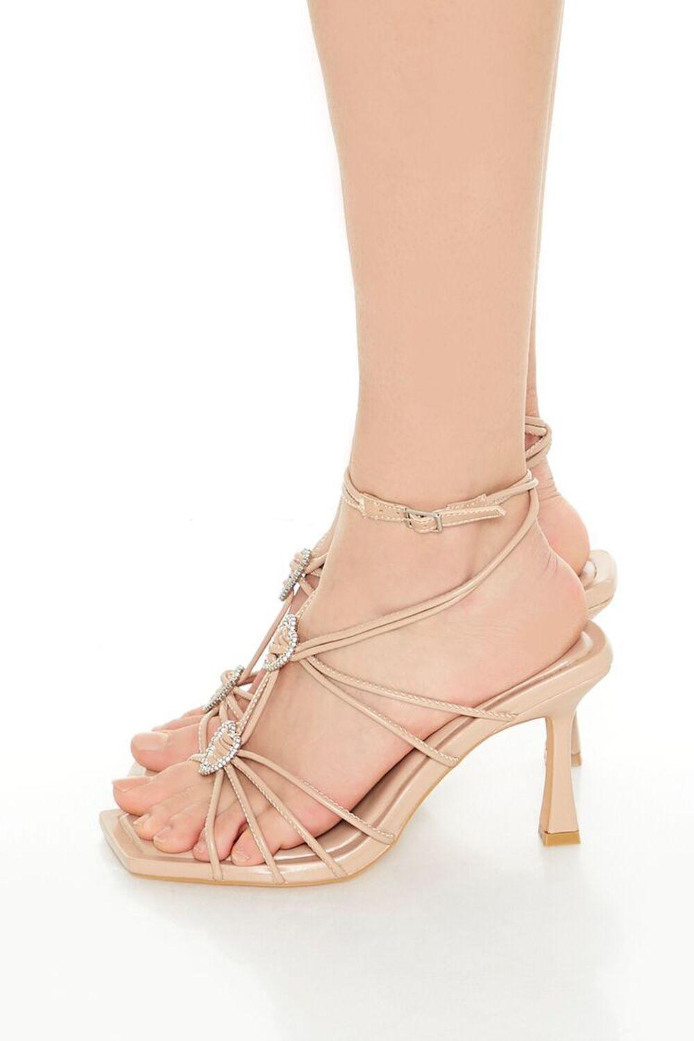 Strappy Rhinestone Heart Heels | Forever 21 Product Image