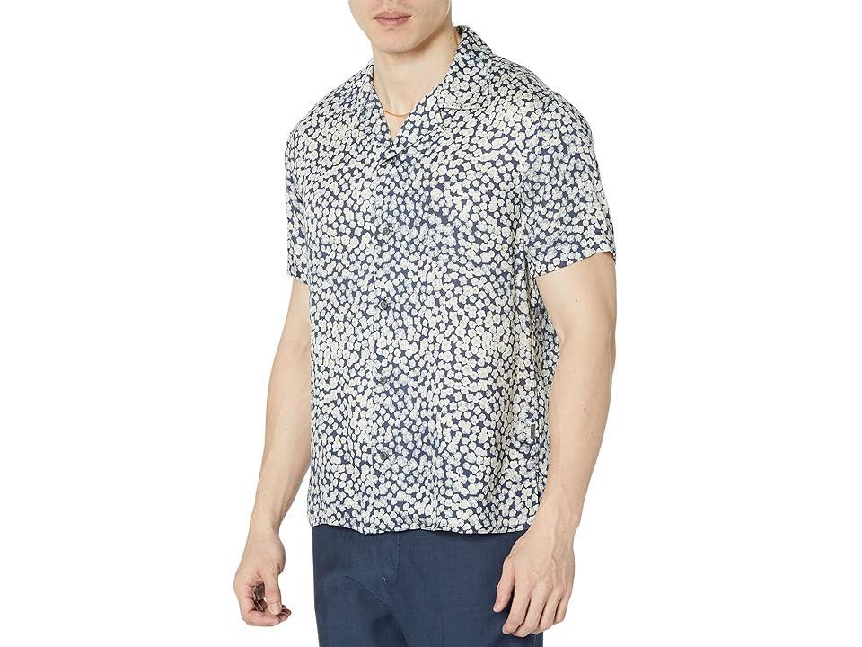 John Varvatos Danny Short Sleeve Camp Shirt W706Z1 (Officer ) Men's Clothing Product Image