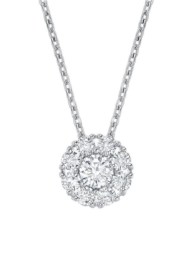 Womens Snowflake 18K White Gold & Diamond Cluster Small Round Large Pendant Necklace Product Image