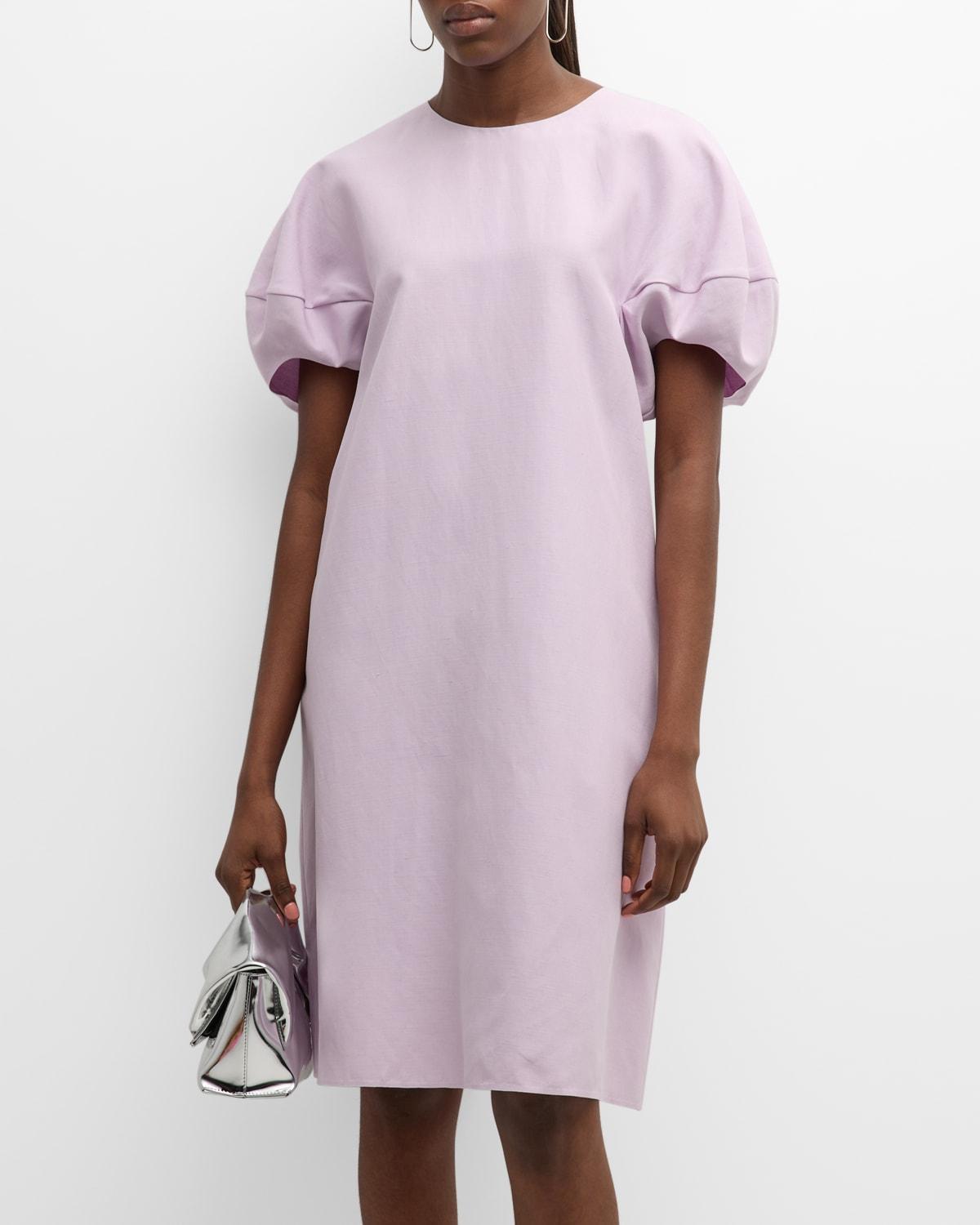 Puff-Sleeve Shift Dress Product Image