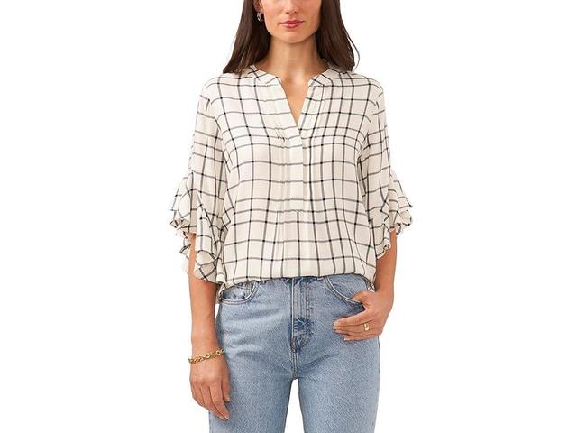 Vince Camuto Pin Tuck Ruffle Sleeve Blouse (Rich ) Women's Clothing Product Image