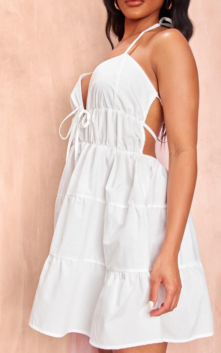 White Tiered Halterneck Shift Dress Product Image