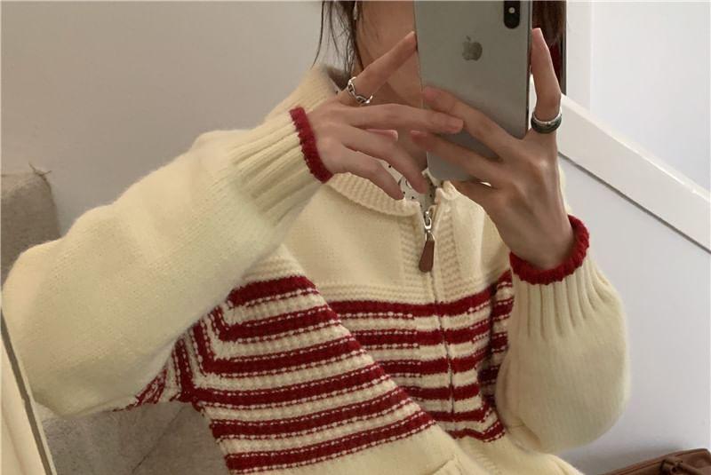 Striped Zip-Up Cardigan product image