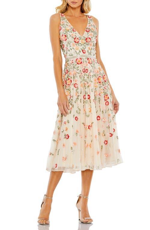 Womens Cocktail Floral Embroidered V-Neck Midi-Dress Product Image