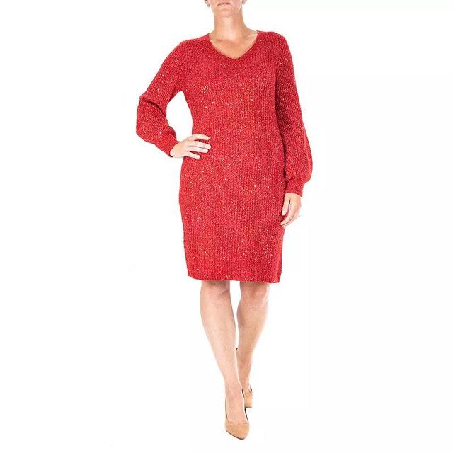 Womens Nina Leonard Sequin Sweater Dress Product Image