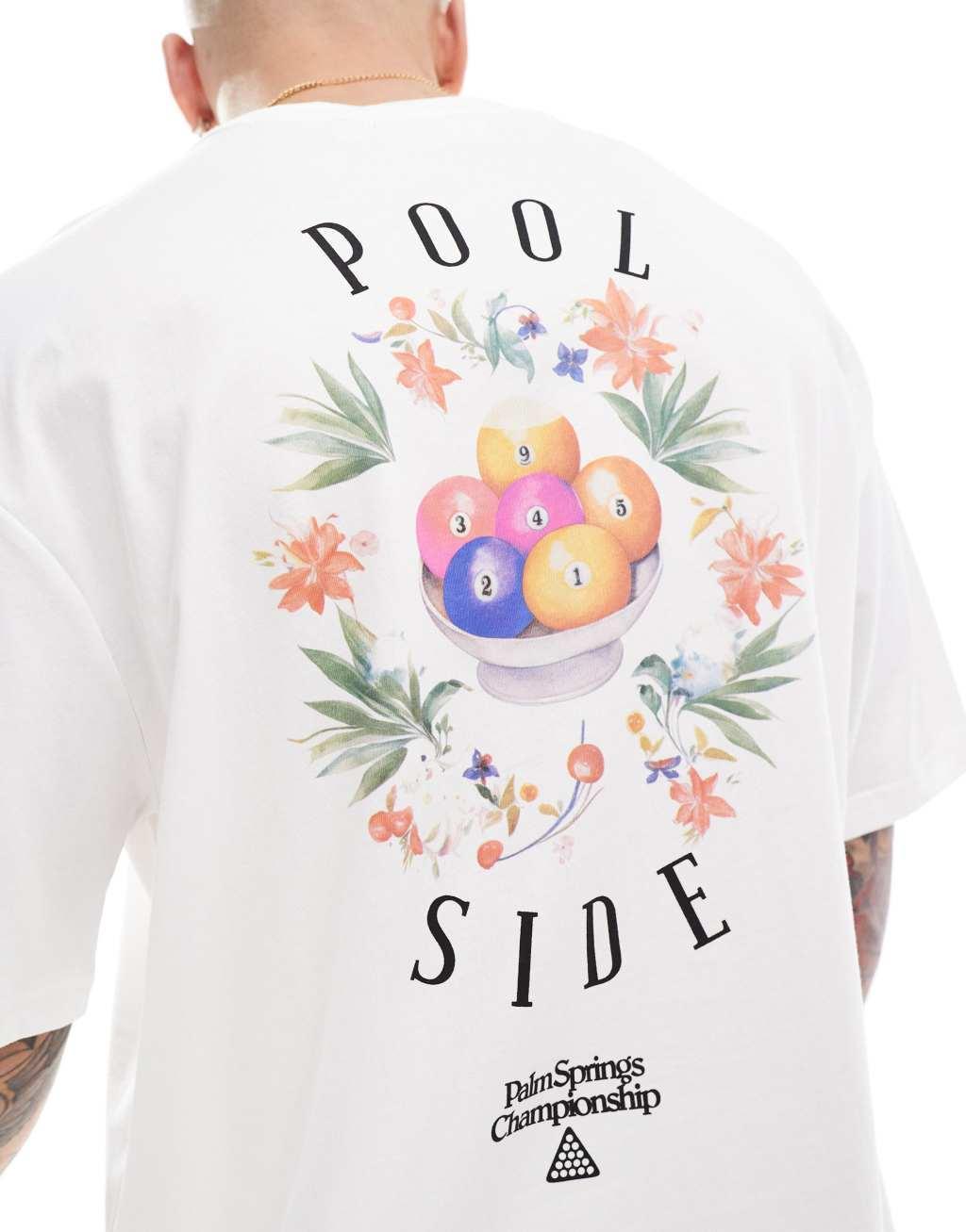 ONLY & SONS super oversized T-shirt with Pool Side back print in off-white Product Image