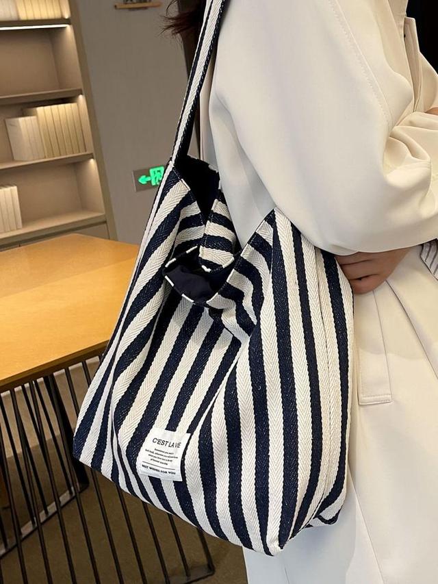 Striped Lettering Tote Bag Product Image