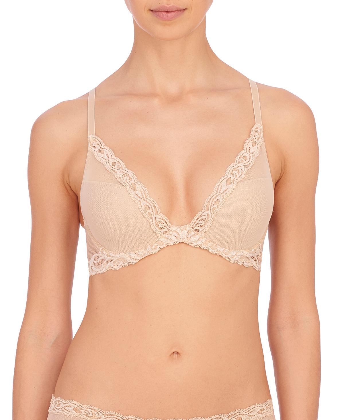 Natori Womens Feathers Lace Contour Underwire Plunge Bra Product Image