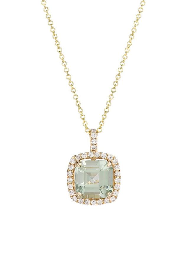 Womens 14K Yellow Gold, 0.35 TCW Diamond & Green Amethyst Pendant Necklace Product Image