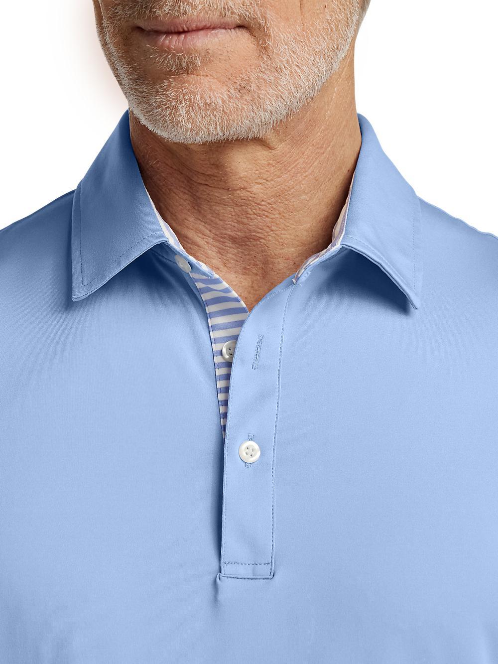 Performance Blend Three Button Polo - Light Blue Product Image