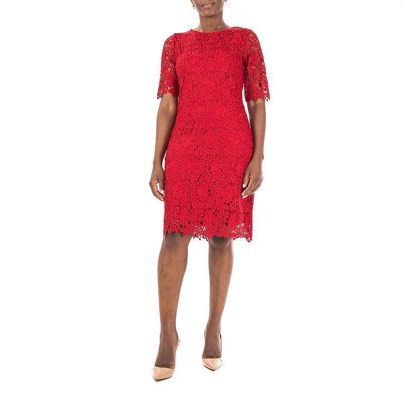 Womens Nina Leonard Floral Lace Sheath Cocktail Dress Product Image