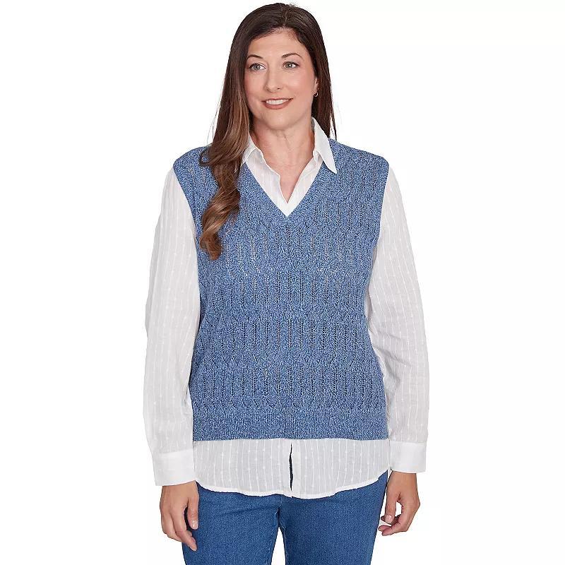 Womens Alfred Dunner Collared Vest Two in One Sweater Product Image