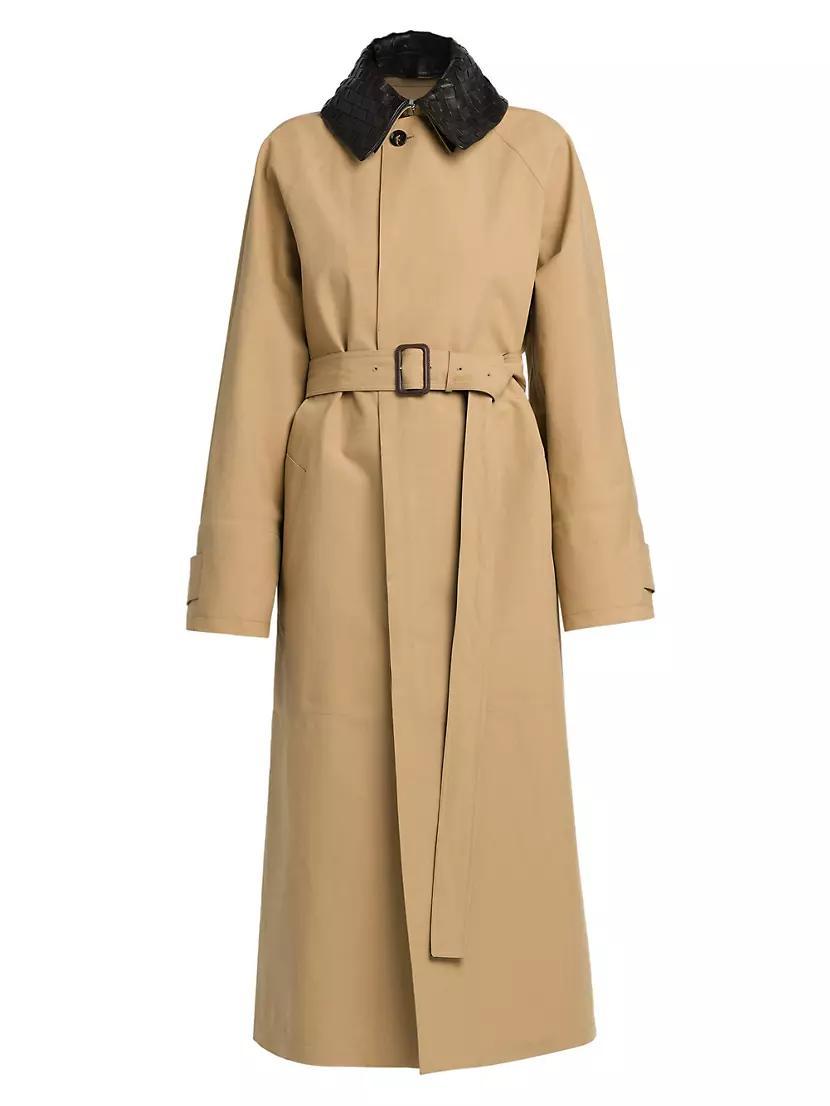 Leather-Embellished Cotton-Blend Trench Coat product image