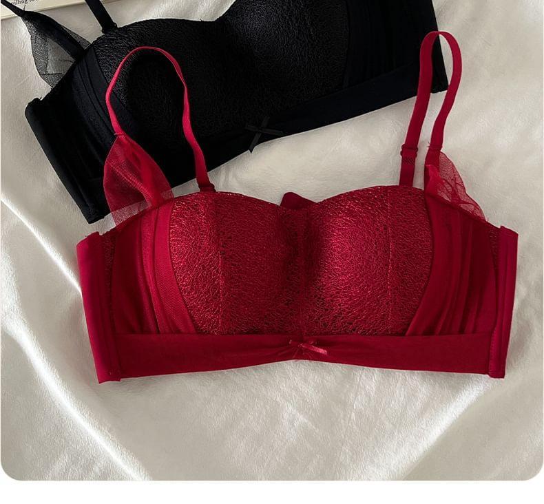 Bow Wireless Lace Bra / Panty / Set Product Image