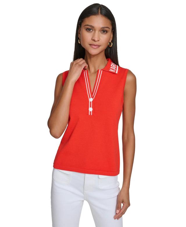 Women's Sleeveless Logo Polo Sweater Product Image