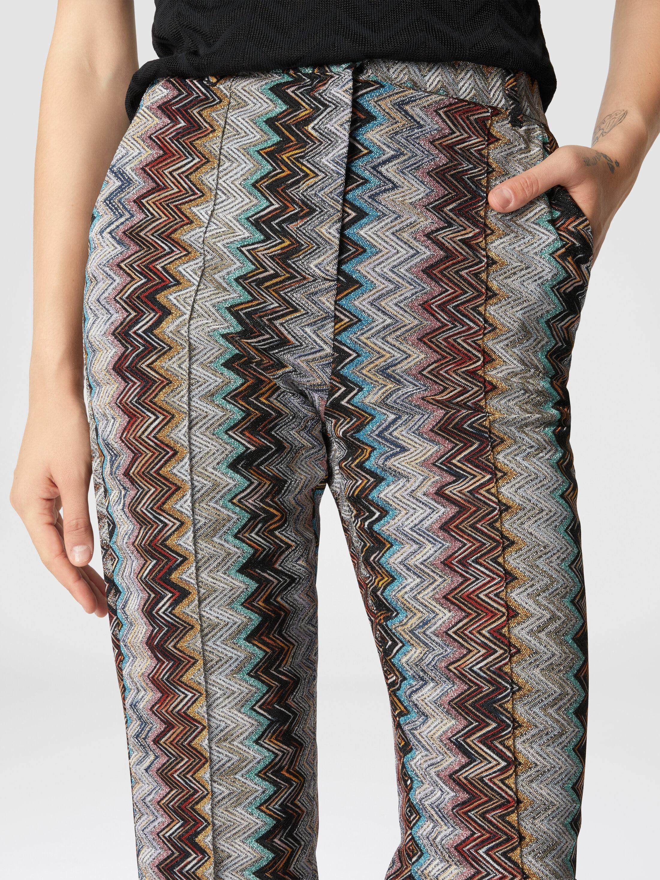 Cropped trousers with lamé slub zigzag motif Product Image