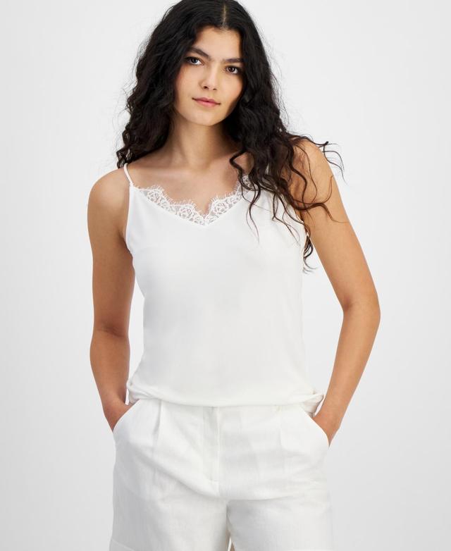 Bar Iii Womens Lace-Trim Spaghetti-Strap Tank, Created for Macys Product Image