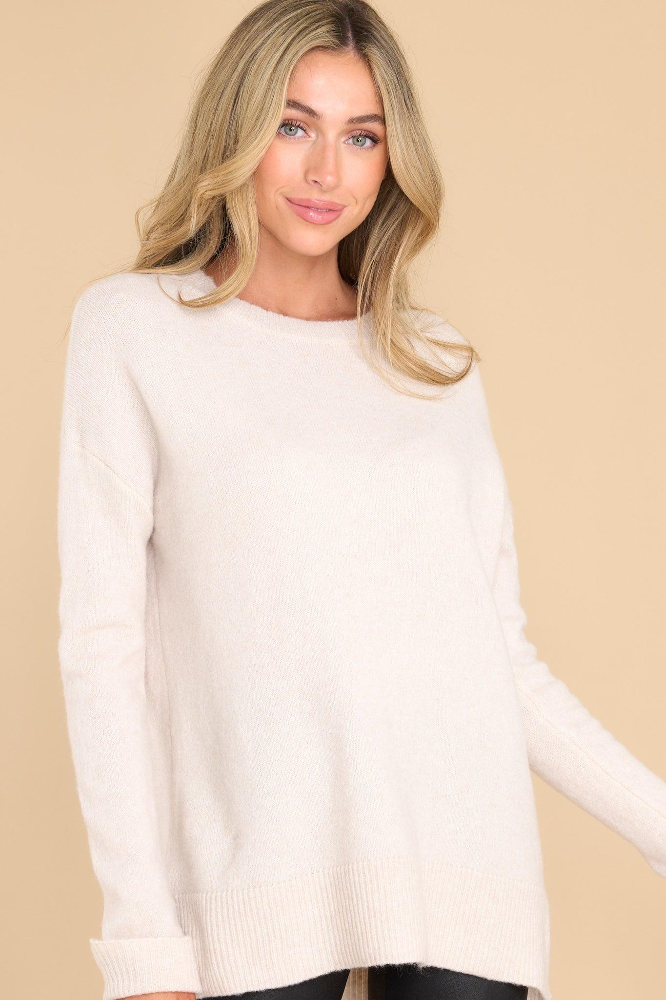 Stay Cozy Oatmeal Sweater Taupe Product Image