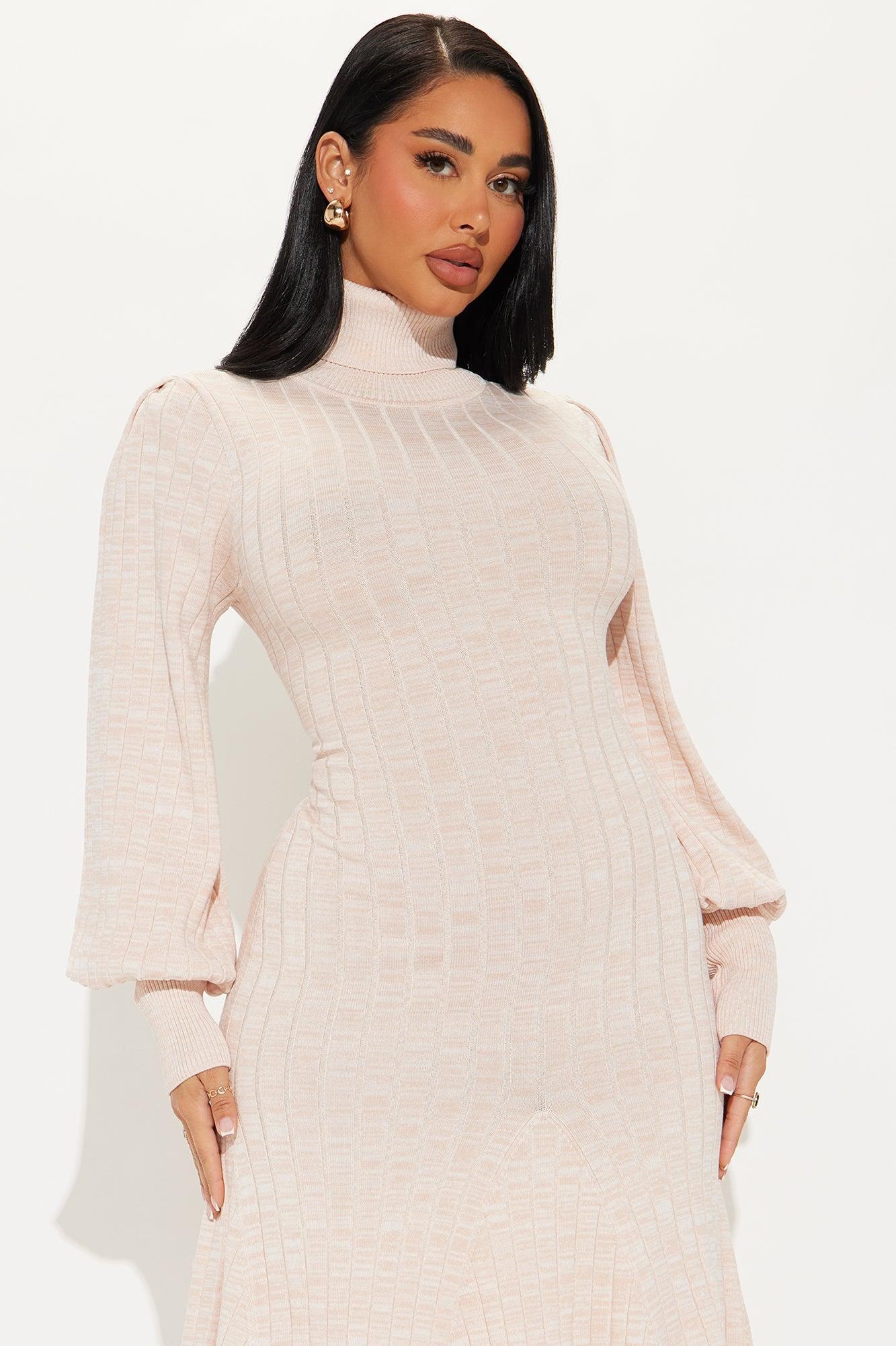 Aquarius Mermaid Sweater Midi Dress - Oatmeal Product Image