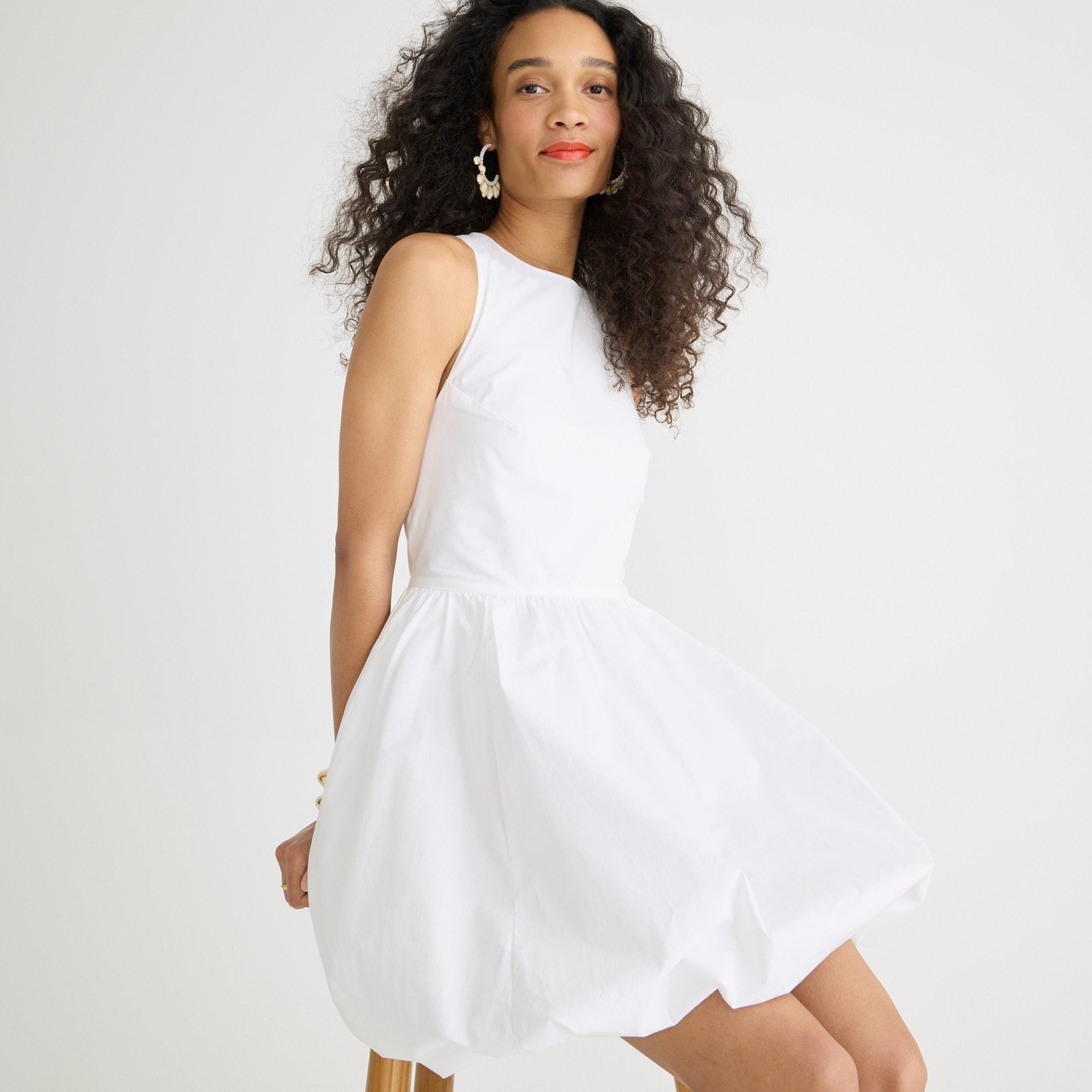 Bubble-skirt A-line mini dress in cotton poplin Product Image